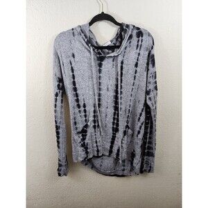 Enti Clothing Womens S Gray Tye Dye Long Sleeve Kangaroo Pocket Hooded Sweater